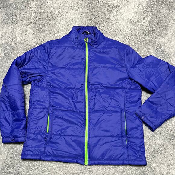 Lands End Puffer Jacket Mens Large Purple Primaloft Coat - Picture 1 of 9